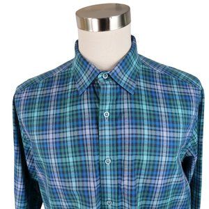Robert Graham Classic Fit XL Men's Teal & Blue Plaid Button Up Shirt